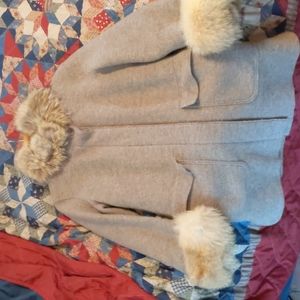 Wool jacket with real fur trim